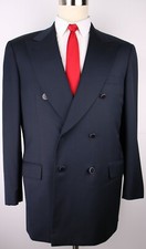 Brioni Aurelio Navy Blue Six Metal Button Side Vented Wool Sport Coat 42 Regular