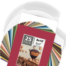 8x10 Photo Mat Boards Fits 5x7 White Core 4-Ply Acid-Free DIY Picture Framing