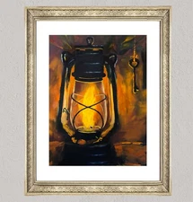 Original beautiful oil painting of Nightlamp, stretched and ready to hang.