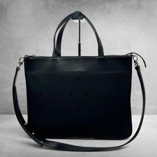 Burberry Shadow Horse Monogram Briefcase 2Way Black Nylon Leather A4 Rare 3447