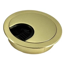 Satin Brass Metal Cable Grommet | 2 Piece "Lock in" Feature with "Brush" Open