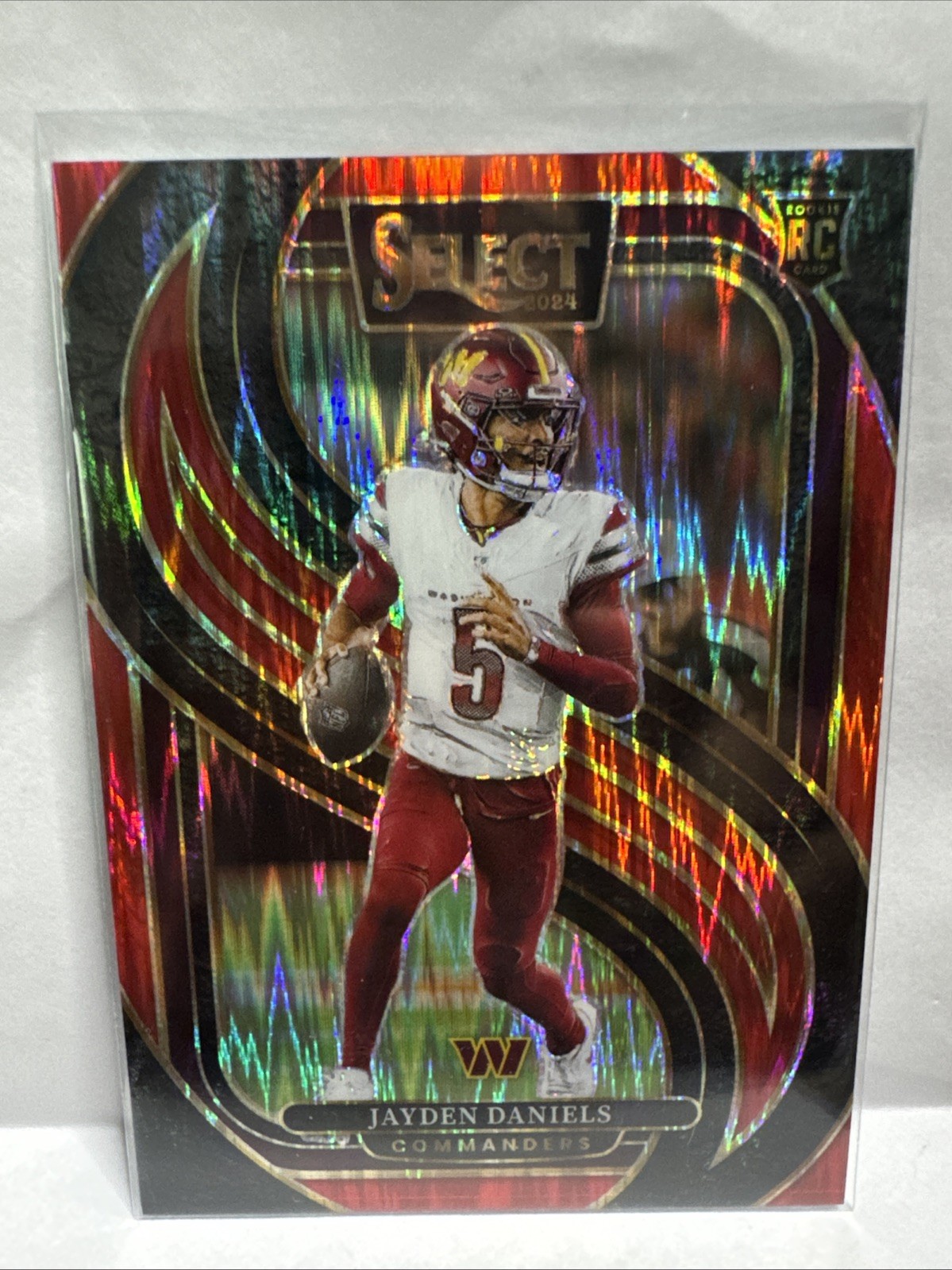2024 Panini Select Jayden Daniels #112 Premier Level Red Shock Prizm 13/249 RC