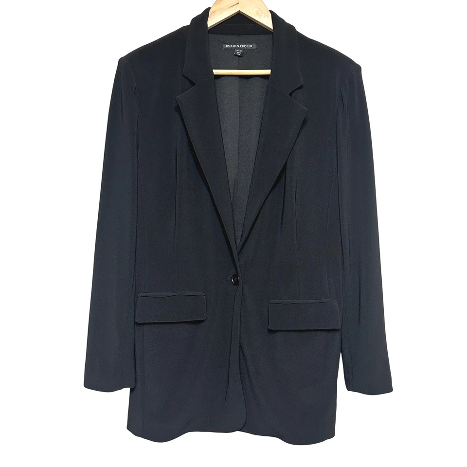 Boston Proper Beyond Travel Boyfriend Blazer Jacket Womens 12 Office Stretch - Image 2 of 4
