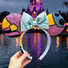 Disney- Parks Nightmare Before Christmas Sally Patchwork Ears Halloween Headband