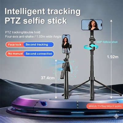 1.92M Bluetooth Selfie Stick Stativ mit 2Licht Auto Face Tracking für Alle Handy
