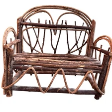 Adirondack Handmade Bent Wood Stick Bench Farmcore Country Doll Planter Folk Art