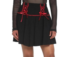 Hot Topic Black  Red Lace-Up Skirt Size XS Corset Ruffle Lace Gothic Emo Punk