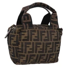 FENDI Zucca Canvas Hand Bag Black Brown Auth ep16243