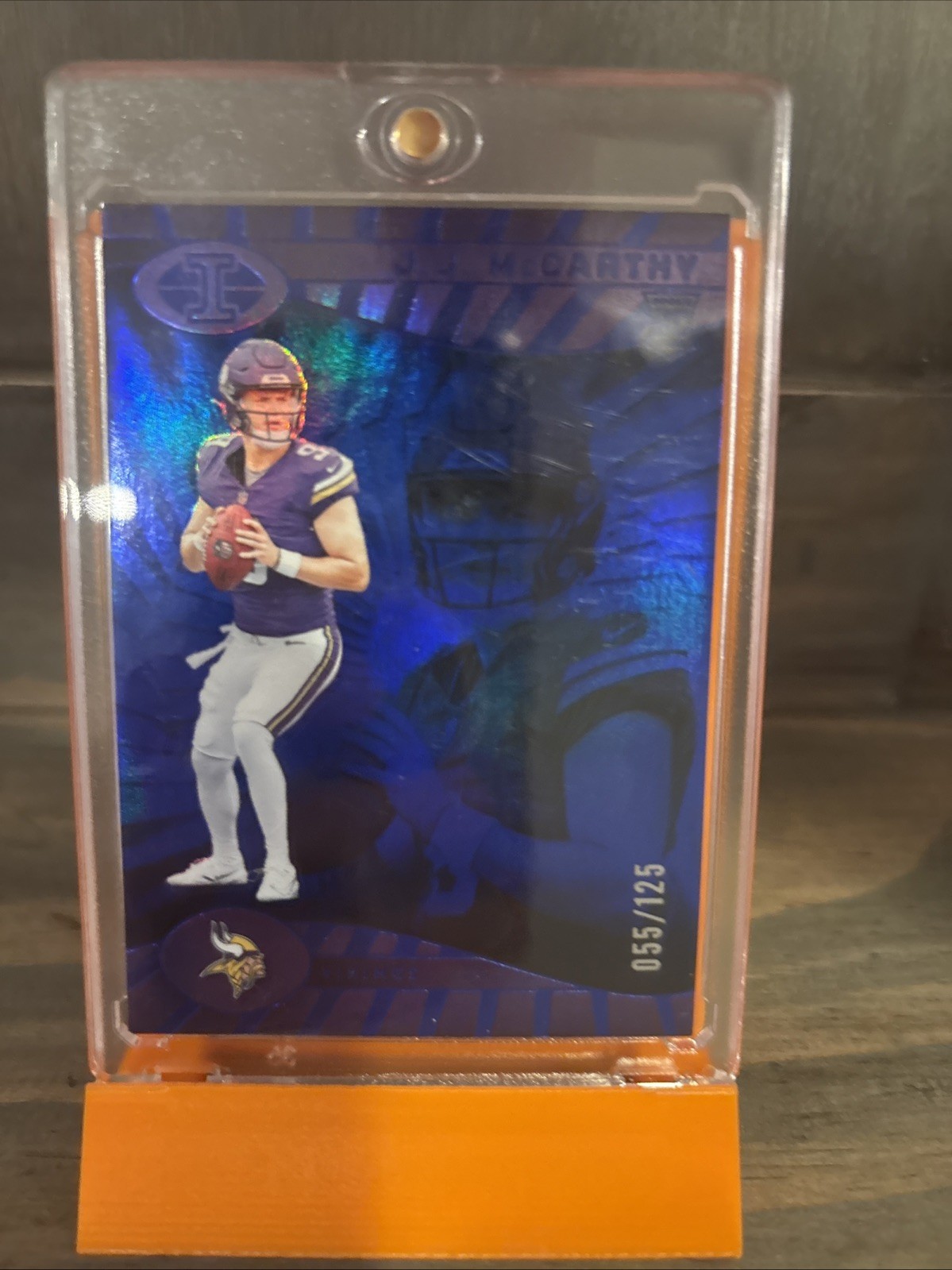 2024 Panini Illusions - J.J. McCarthy #100 Trophy Collection Blue /125 (RC)
