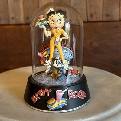 Betty Boop ''Boop-Oop-A-Doop Diner'' Hand Painted Sculpture 1996 With Glass Dome