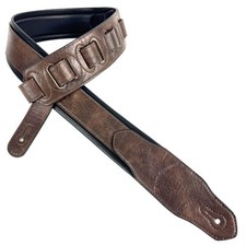 Walker & Williams G-108 Walnut Brown 2" Wide Guitar Strap with Padded Glove L...