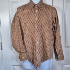 Vintage 1970s Manhattan button down dress shirt union made tan men's 15 1/2 - 33