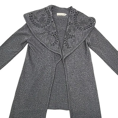 4 Love and Liberty Cardigan Sweatshirt Jacket Gray Women Sz Small Open Boho Top