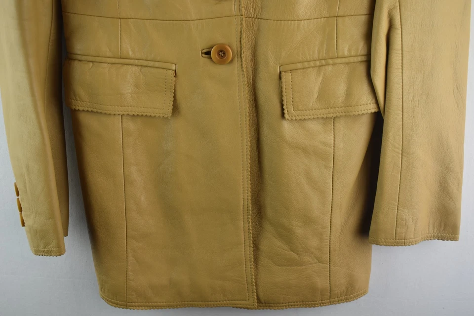 Abrigo KAREN MILLEN Beige Cuero Real Talla Uk 10 Mujer Abotonado Informal Exterior Foto 3 de 4