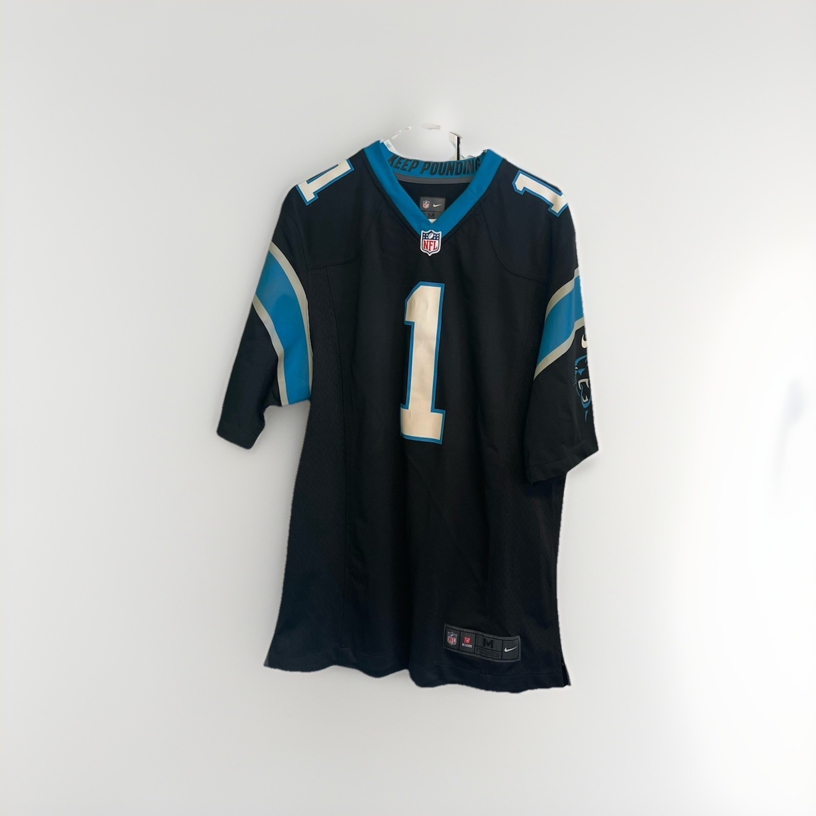 Nike nfl carolina panthers cam newton jersey black blue size m