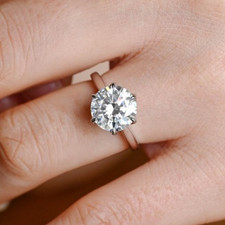 3.00 Ct Round-Cut VS1 Lab Grown Diamond Solitaire Wedding Ring 14k White Gold