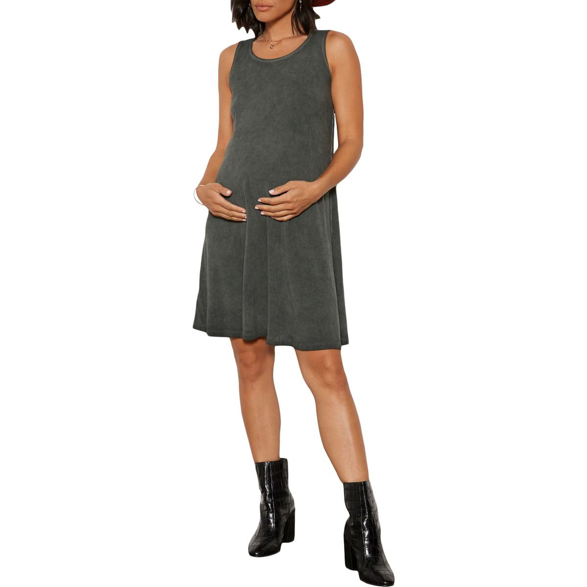 Tart Womens Bran Green Sleeveless Maternity Tank Mini Dress M  9958