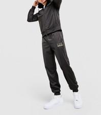 Image of Emporio Armani Men's Tape Poly Premium Tracksuit Black /Gold