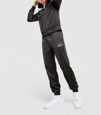 Emporio Armani Men's  Tape Poly Premium Tracksuit Black /Gold