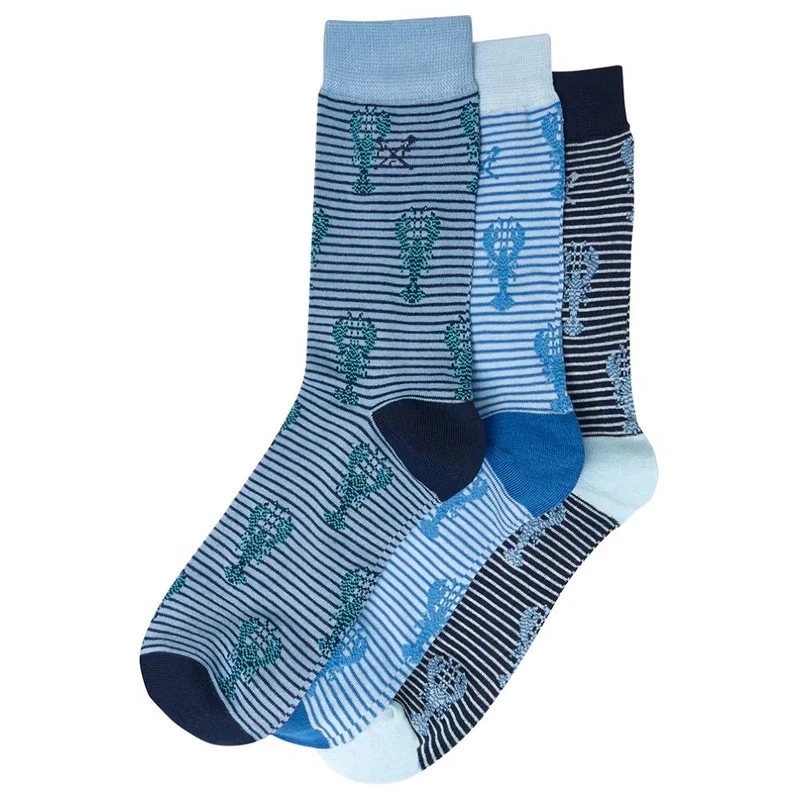 Crew Clothing Co.Mens 3-Pack Stripe Regular Socks (Navy) UK 8 - 11