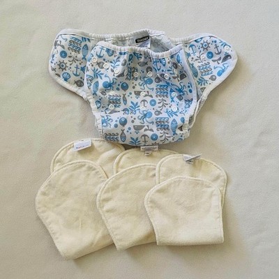 Thirsties Cloth Diaper Cover(size2) + BabyKicks 3 Hemp Jersey Inserts