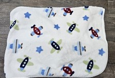 Circo Baby Blanket Airplanes Planes jets White Stars Blue Red Green 2009 plush