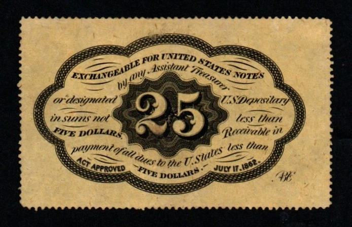 PERFORATED 1st Issue UNC 1862-63 25c Fractional POSTAGE Currency! - Image 2 of 2