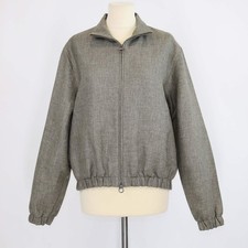 Loro Piana Light Green Linen Rain System Bomber Jacket