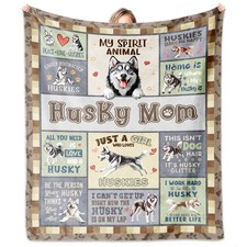 FIOUNG Husky Gifts for Women Girl, Blanket 60*50 Inches, Grey