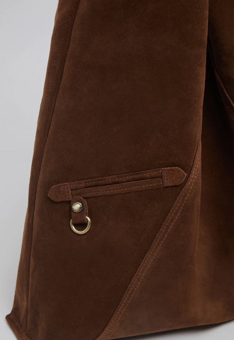 ARCHIVEPKE Knotted Suede Shoulder Bag Brown Layered Design 