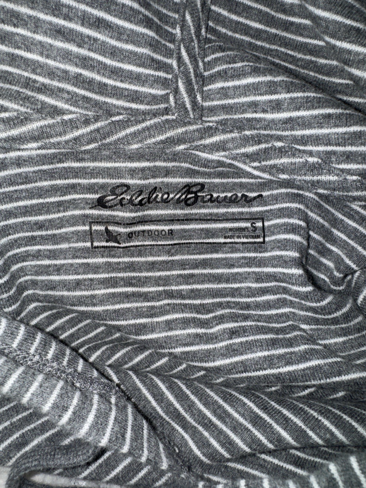 Eddie Bauer Women’s Grey Stripes Hoodie Sweater Top Size Small image 6