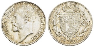 FITZ Liechtenstein Johann II. (1858 1929) 1 Krone 1910 Wappen Silber ØIVO587