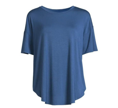 Time and Tru Women T-Shirt Size M Blue Comet Tunic Crewneck Short Sleeve Relaxed