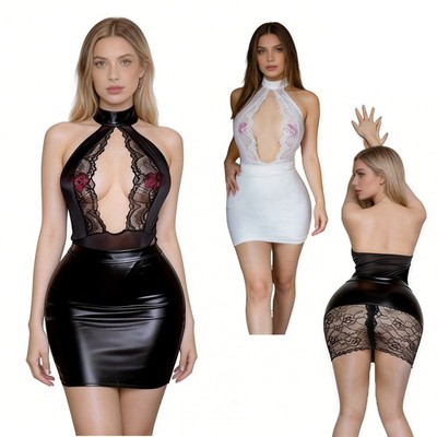 Frau Kleid Netz Unterwäsche Transparent Nachtwäsche Ausgehen Miniröcke Kurz Eng