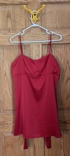 Red Silky Urban Outfitters Dress - Skinny Straps & Tie Back, Size XL