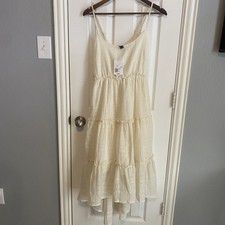 Forever 21 Dress Woven Lined Hi-Lo White Cream Stretch Women's Small NWT