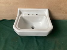 Small Vintage 15x14 White Ceramic Dae Lim Old Deco Bathroom Wall Sink 454-26E