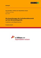 Die Auswirkungen Der VerhaltensöKonomik Auf Die Wirtschaftspolitik Anonym Buch