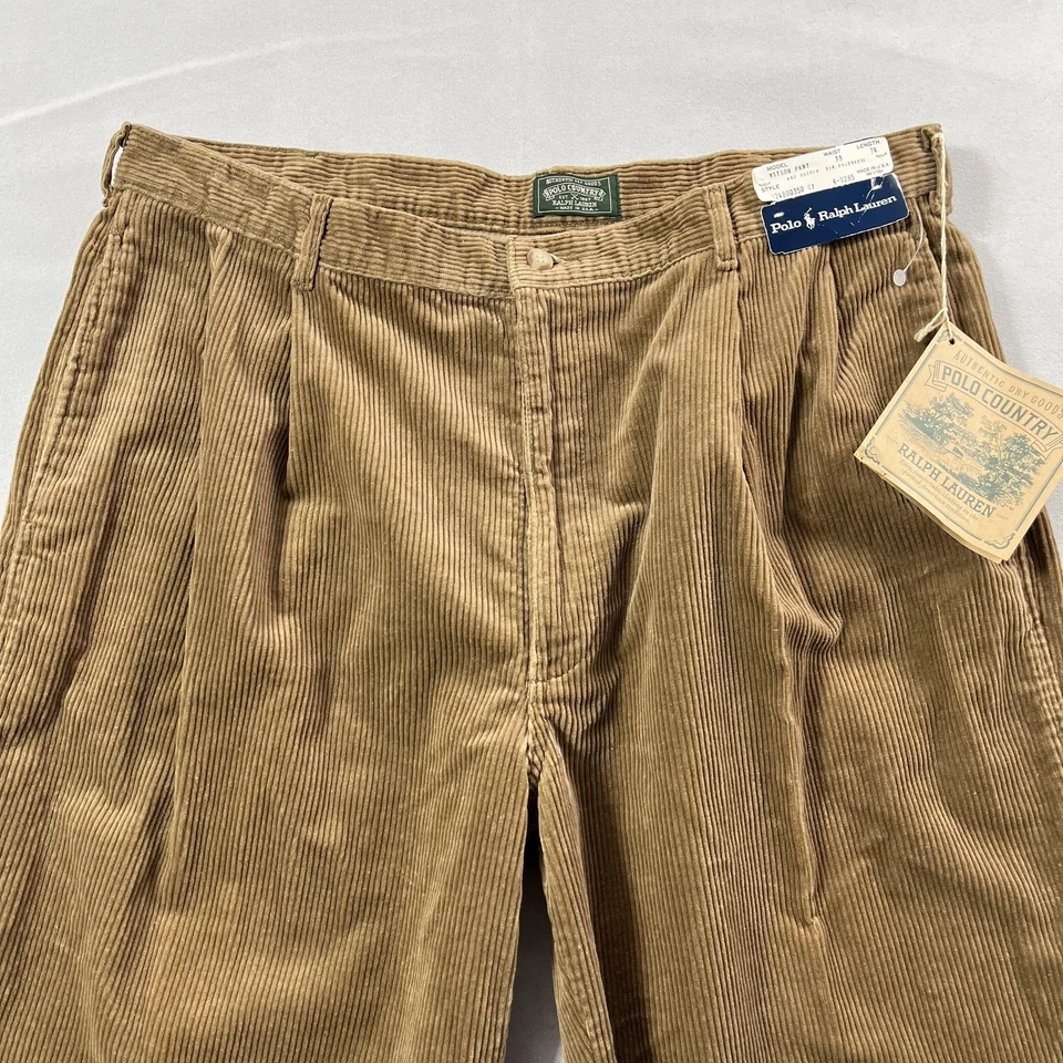 Pantalones Vintage Polo Country Ralph Lauren Hombres 38 (36) Pana Plisada Watson EE. UU. Foto 2 de 4