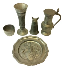 Pewter Hoka Fine Zin Pewter Jefferson Stieff Reproduction Wolf Cups Plate Gesch