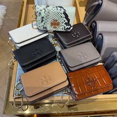 Tory Burch Thea Flap Card Case Key Ring Coin Pouch Wallet 159428