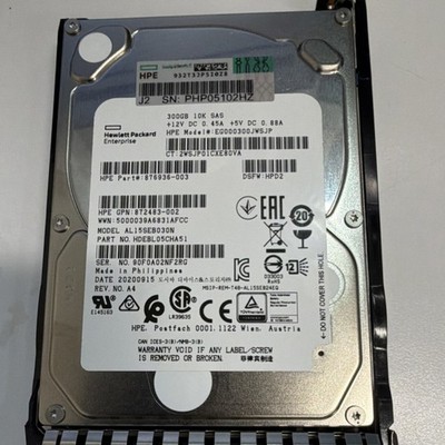 HPE 300GB 10K RPM SAS 2.5in Internal Hard Drive EG000300JWJSP