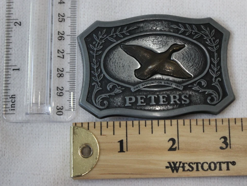 Fivela de cinto Peters munição fina desde 1887 emblema pato vintage 1975 - Imagem 3 de 3