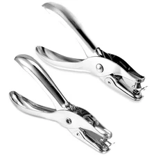 2 PCS 1/4" & 1/8" Silver Stainless Steel Single Hole Punch Handheld