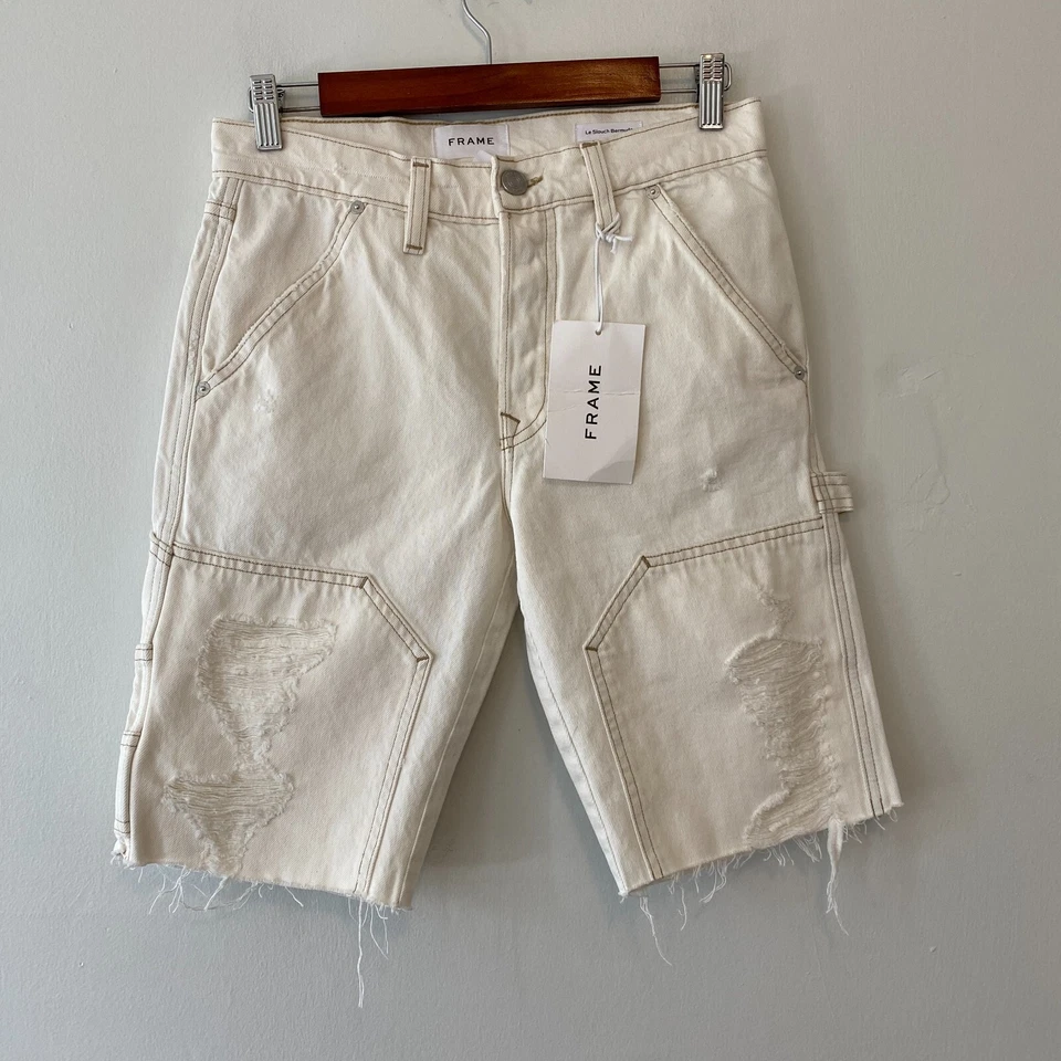 Bermudas Frame Le Slouch Offwhite Marfil Mujer 24 Envejecido Carga Corte