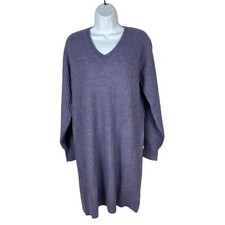 Jessica Simpson Mystical Heather Ribbed Knit V-Neck Sweater Dress Small