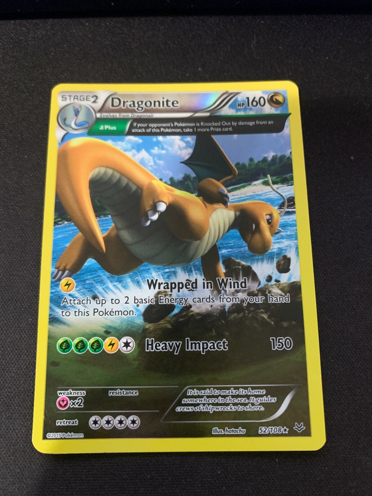 Pokemon Dragonite 52/108 Reverse Holo Rare Roaring Skies Lightly Played