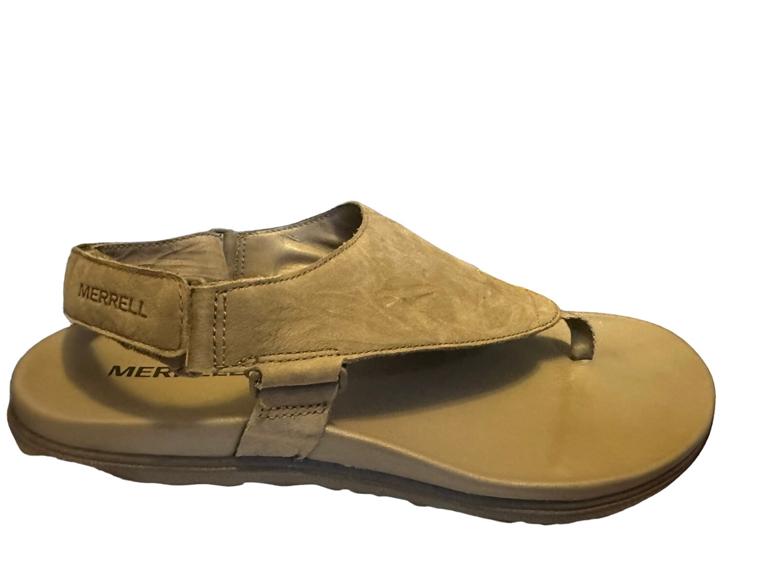 Sandali da donna Merrell taglia 8 perizoma infradito marrone chiaro pietra cinturino posteriore