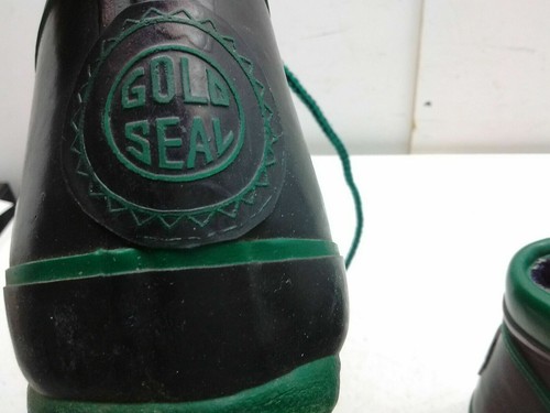 Gold Seal Black Green Rubber Lace Up Ankle Duck Rain Boat Boots Women's Shoes 9M - Picture 8 of 8