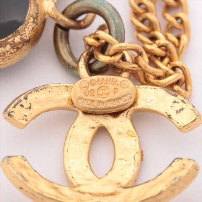 ヴィンテージシャネル CCロゴ チャーム Vintage CHANEL Gold CC Logo Black Heart Charm Chain Bracelet